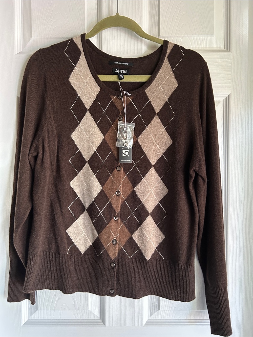 Apt. 9 Brown Argyle Button-Front Cardigan Sweater